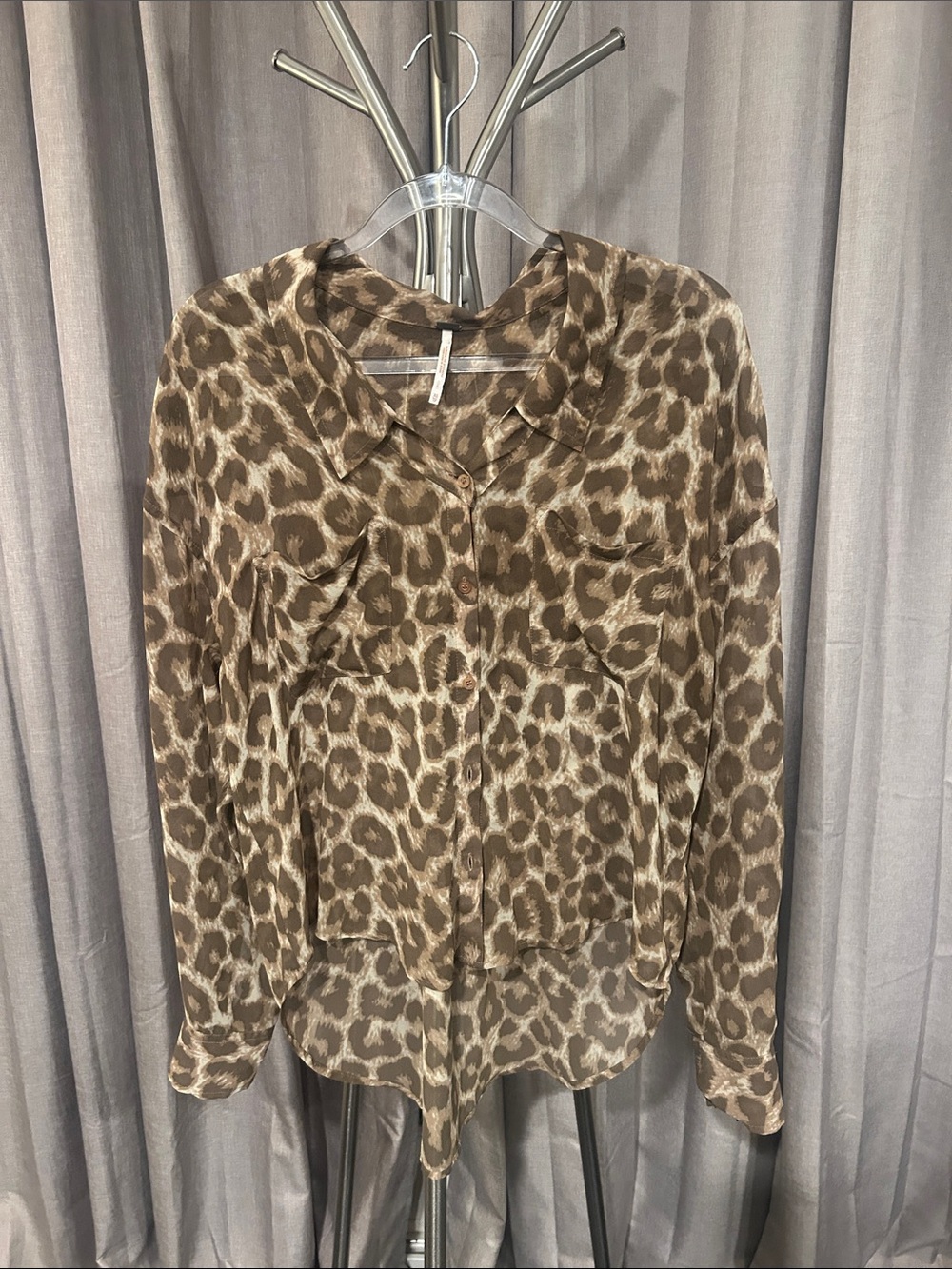 Free People Brown Leopard-Print Button Down Shirt - Picture 3 of 10